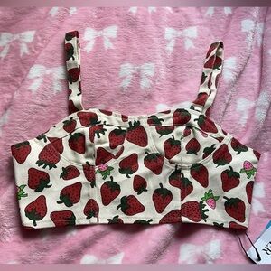 Strawberry Print Crop Top